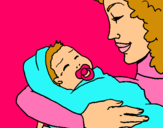 Dibujo Madre con su bebe II pintado por arriaga
