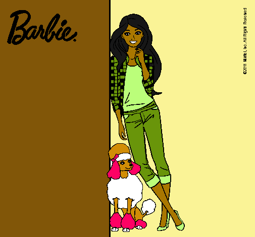 Barbie con cazadora de cuadros