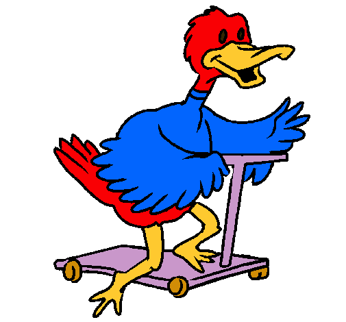 Pato en patinete