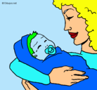 Dibujo Madre con su bebe II pintado por luciano1345