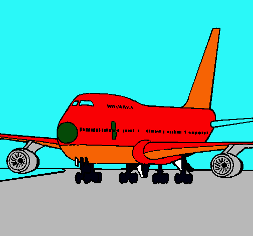 Dibujo Avión en pista pintado por Feliciano
