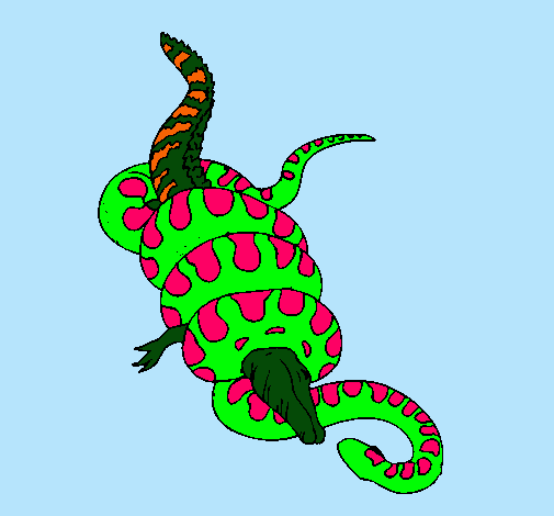 Dibujo Anaconda y caimán pintado por geriital