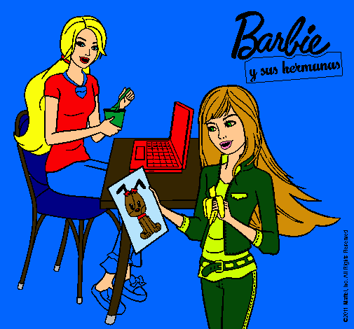 Barbie y su hermana merendando