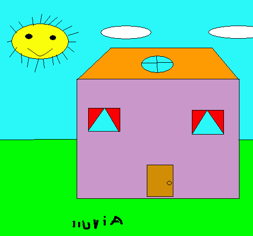 Dibujo Casa y lluvia pintado por dominique1