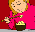 Dibujo Comiendo arroz pintado por laurpa369
