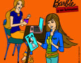 Dibujo Barbie y su hermana merendando pintado por rusea