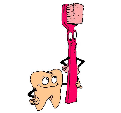 Dibujo Muela y cepillo de dientes pintado por valer