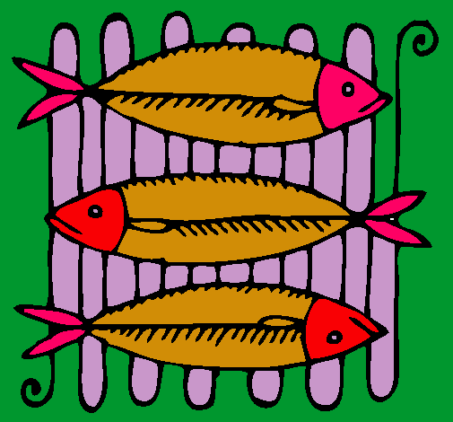 Dibujo Pescado a la brasa pintado por kiko82