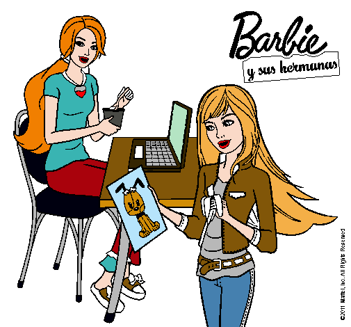 Barbie y su hermana merendando