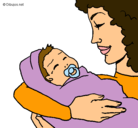 Dibujo Madre con su bebe II pintado por Naty13