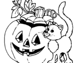 Dibujo Calabaza y gato pintado por lolita