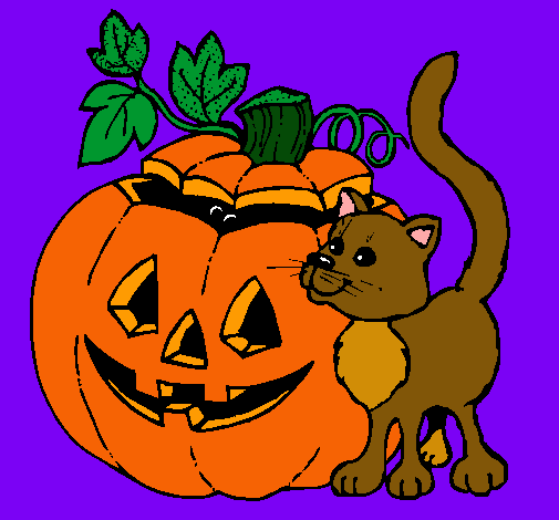 Calabaza y gato