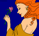 Dibujo Princesa con una rosa pintado por monina
