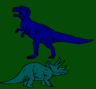 Dibujo Triceratops y tiranosaurios rex pintado por Tian