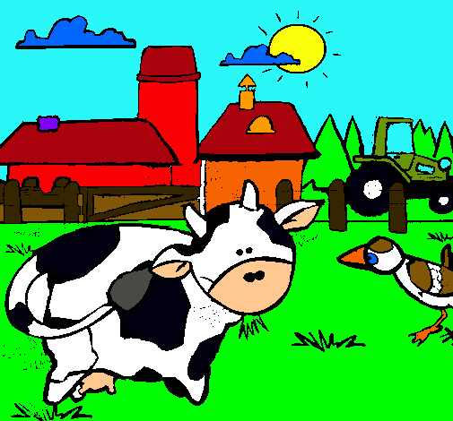 Vaca en la granja