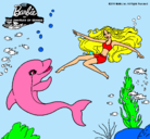 Dibujo Barbie jugando con un delfín pintado por cgvxch