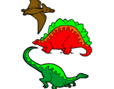 Dibujo Tres clases de dinosaurios pintado por teko