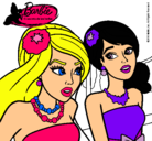 Dibujo Barbie y su amiga pintado por rocita