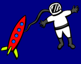 Dibujo Cohete y astronauta pintado por aldeir