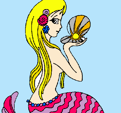 Dibujo Sirena y perla pintado por nancyfabia