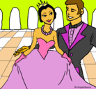 Dibujo Princesa y príncipe en el baile pintado por sanda