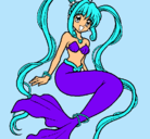 Dibujo Sirena con perlas pintado por malena20