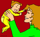 Dibujo Madre con su bebe pintado por monina