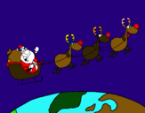 Dibujo Papa Noel repartiendo regalos 3 pintado por ariki
