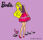 Dibujo Barbie y su colección de zapatos pintado por giza