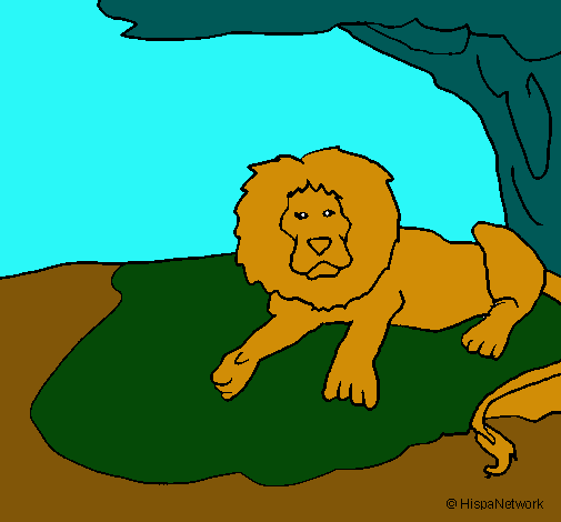 Dibujo Rey león pintado por abuelos
