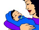 Dibujo Madre con su bebe II pintado por tejerina