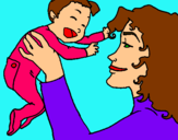 Dibujo Madre con su bebe pintado por iscra