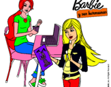 Dibujo Barbie y su hermana merendando pintado por mcvg