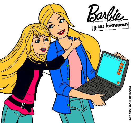 Dibujo El nuevo portátil de Barbie pintado por micaela12
