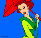 Dibujo Geisha con paraguas pintado por aldys2915