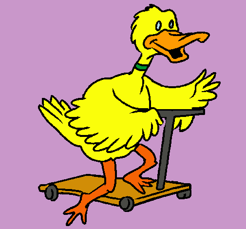Dibujo Pato en patinete pintado por la_morena