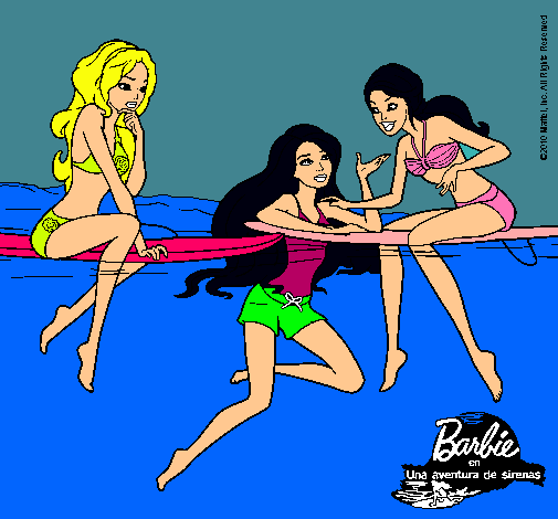 Dibujo Barbie y sus amigas pintado por zhamaka
