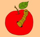 Dibujo Manzana con gusano pintado por juhi