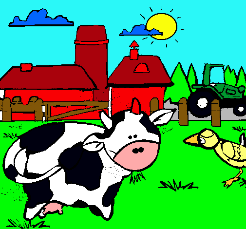 Vaca en la granja