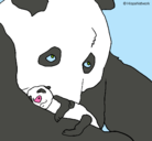 Dibujo Oso panda con su cria pintado por cria