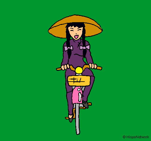 Dibujo China en bicicleta pintado por July_fer