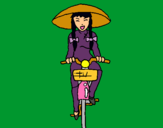 Dibujo China en bicicleta pintado por July_fer