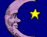 Dibujo Luna y estrella pintado por pompita