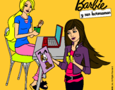 Dibujo Barbie y su hermana merendando pintado por yolandaa