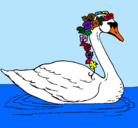Dibujo Cisne con flores pintado por dy1999