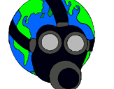 Dibujo Tierra con máscara de gas pintado por ZHAMY