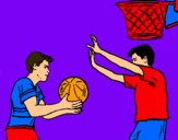 Dibujo Jugador defendiendo pintado por BASQUET