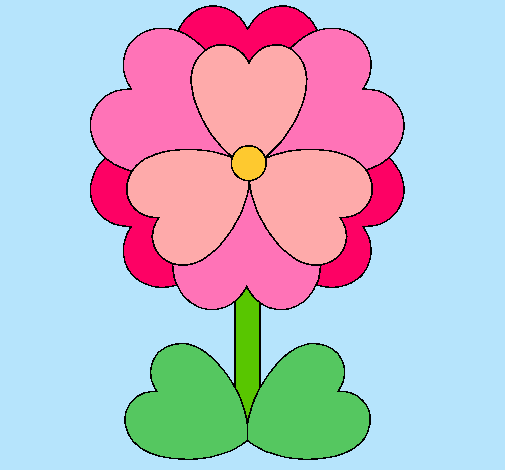 Dibujo Flor de corazones pintado por rqlopezg