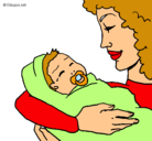Dibujo Madre con su bebe II pintado por miriamlizana