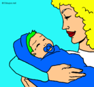Dibujo Madre con su bebe II pintado por luci2446